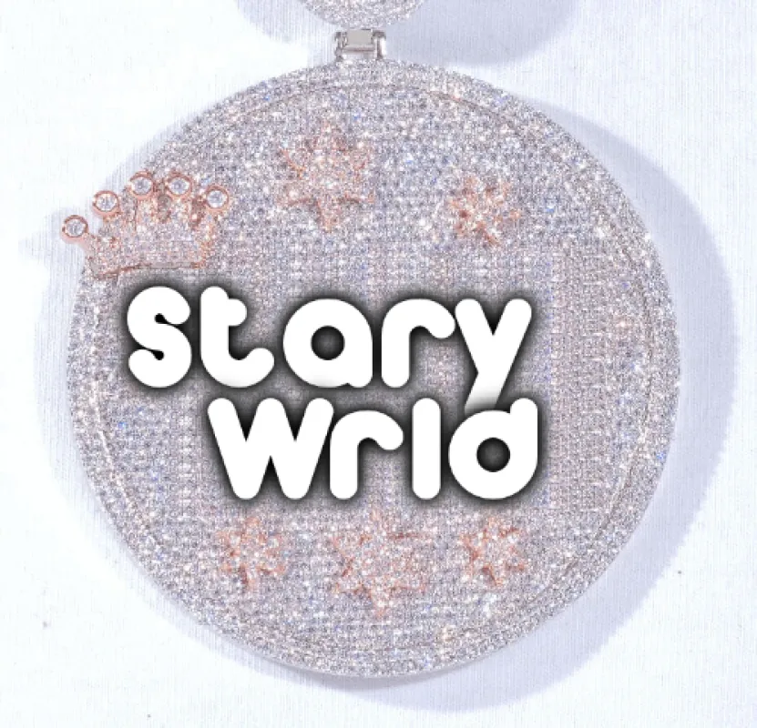 CUSTOM LETTER NECKLACE 3D BIG CROWN DISC sold by The GUU Shop