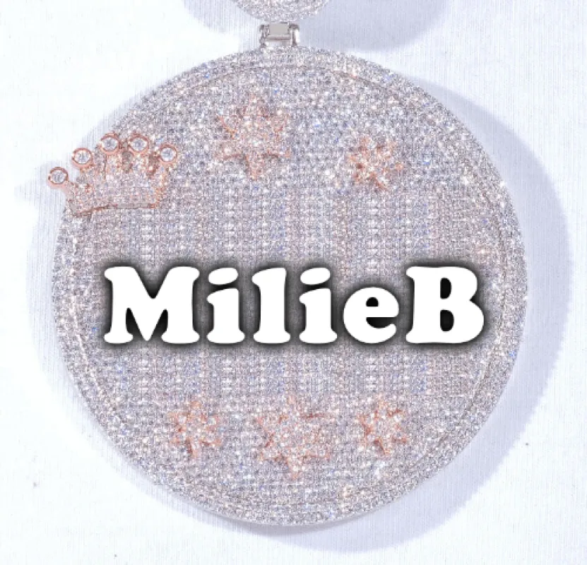 CUSTOM LETTER NECKLACE 3D BIG CROWN DISC sold by The GUU Shop