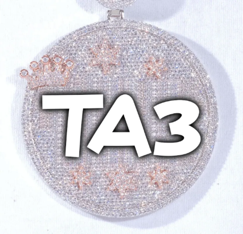 CUSTOM LETTER NECKLACE 3D BIG CROWN DISC sold by The GUU Shop