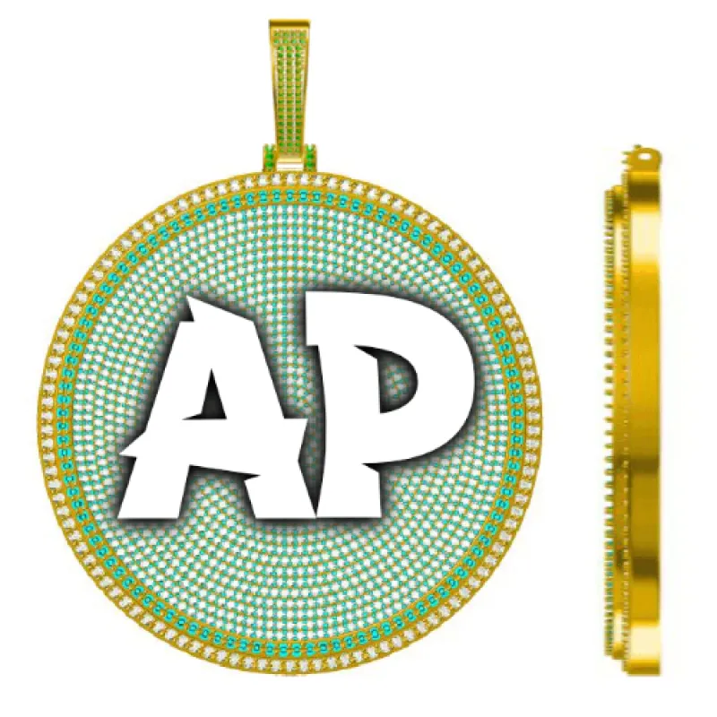 CUSTOM LETTER NECKLACE 3D BIG DISC sold by The GUU Shop