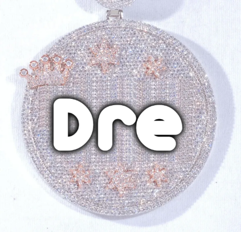 CUSTOM LETTER NECKLACE 3D BIG CROWN DISC sold by The GUU Shop