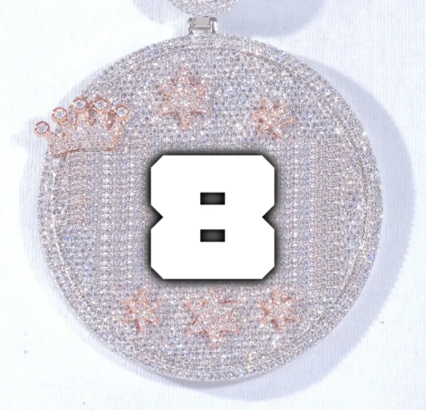 CUSTOM LETTER NECKLACE 3D BIG CROWN DISC sold by The GUU Shop