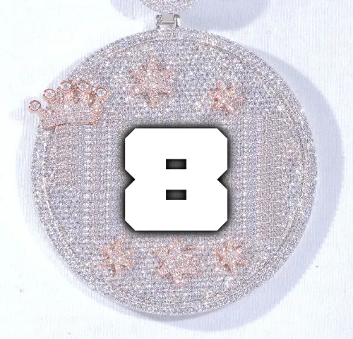 CUSTOM LETTER NECKLACE 3D BIG CROWN DISC sold by The GUU Shop