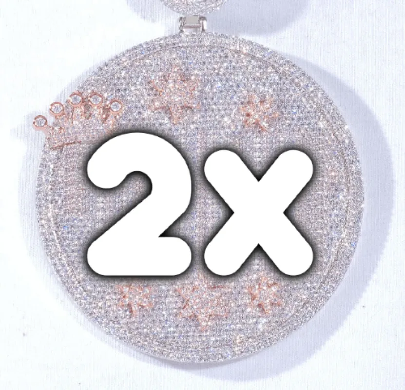 CUSTOM LETTER NECKLACE 3D BIG CROWN DISC sold by The GUU Shop