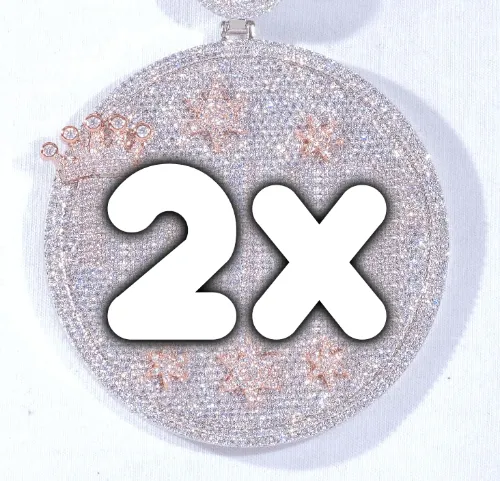 CUSTOM LETTER NECKLACE 3D BIG CROWN DISC sold by The GUU Shop