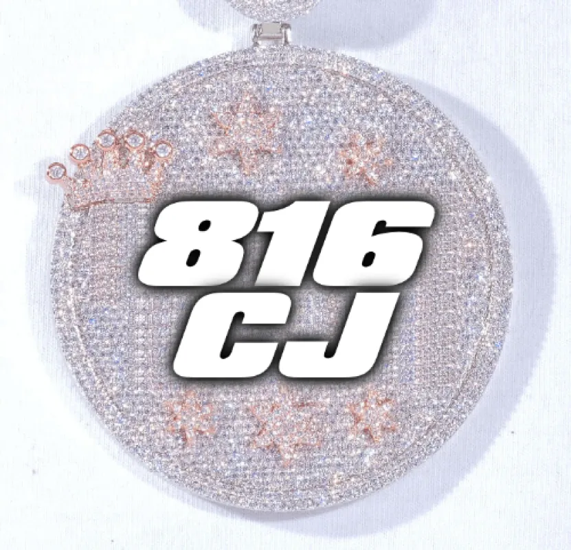 CUSTOM LETTER NECKLACE 3D BIG CROWN DISC sold by The GUU Shop