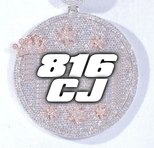 CUSTOM LETTER NECKLACE 3D BIG CROWN DISC sold by The GUU Shop