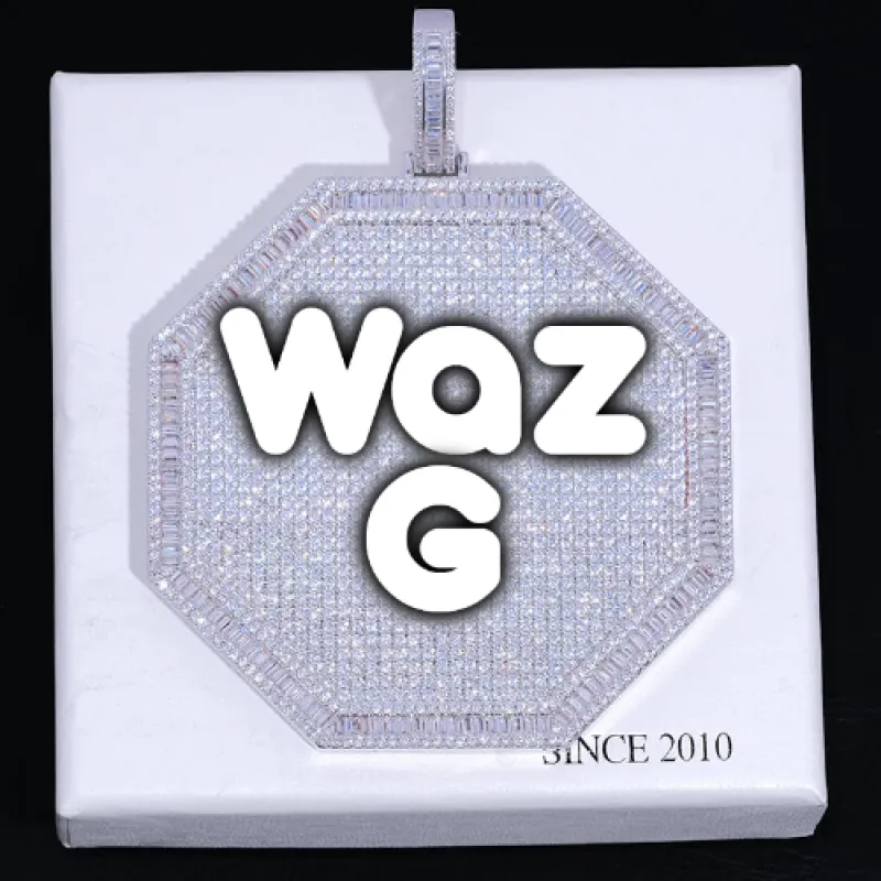CUSTOM LETTER NECKLACE 3D BIG OCTAGON sold by The GUU Shop