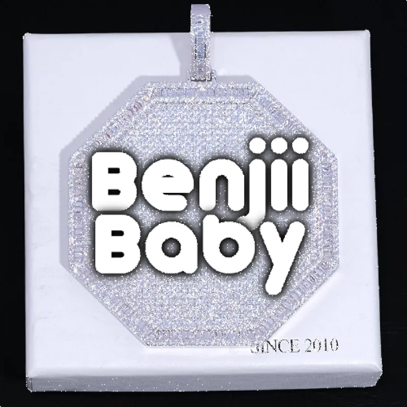 CUSTOM LETTER NECKLACE 3D BIG OCTAGON sold by The GUU Shop