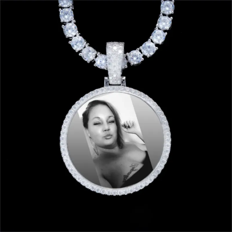 925S & VVS Moissanite 3D Circle Custom Picture Pendant sold by The GUU Shop