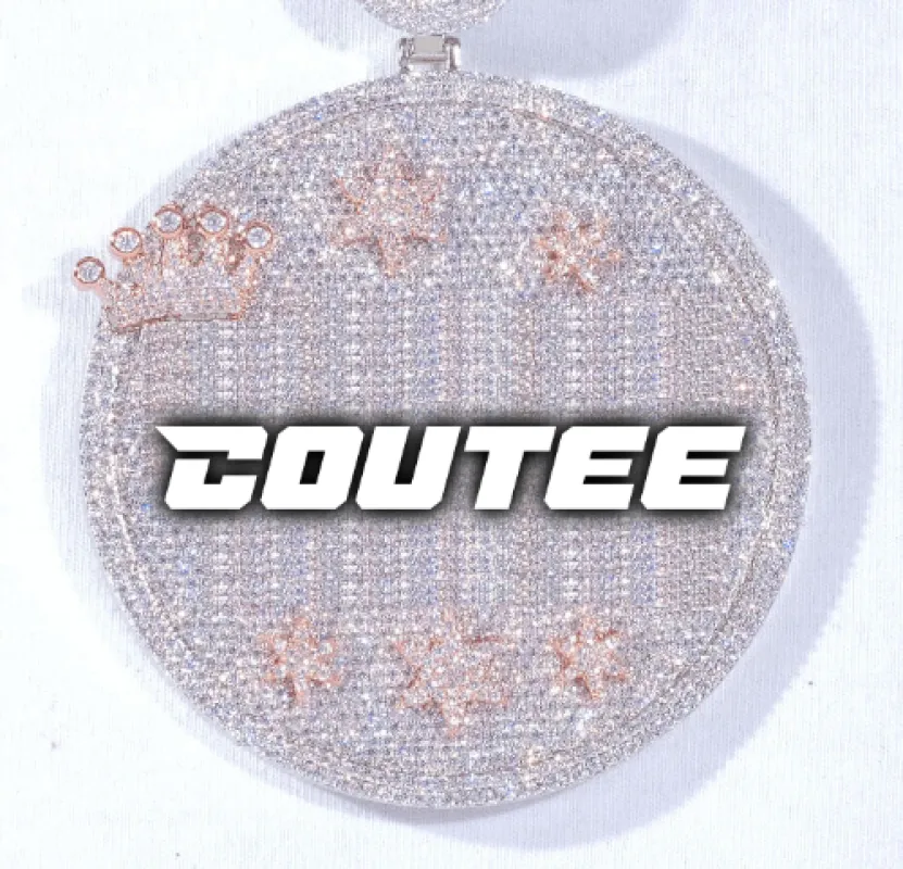 CUSTOM LETTER NECKLACE 3D BIG CROWN DISC sold by The GUU Shop