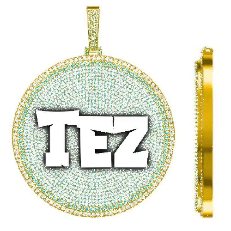 CUSTOM LETTER NECKLACE 3D BIG DISC sold by The GUU Shop