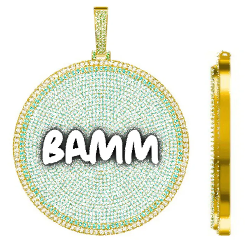 CUSTOM LETTER NECKLACE 3D BIG DISC sold by The GUU Shop