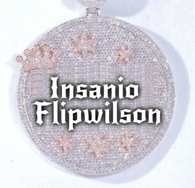 CUSTOM LETTER NECKLACE 3D BIG CROWN DISC sold by The GUU Shop