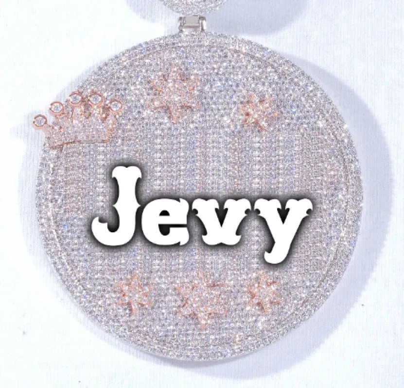 CUSTOM LETTER NECKLACE 3D BIG CROWN DISC sold by The GUU Shop