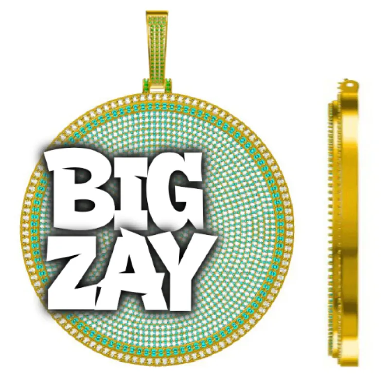 CUSTOM LETTER NECKLACE 3D BIG DISC sold by The GUU Shop