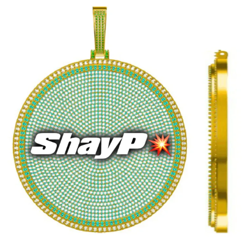 CUSTOM LETTER NECKLACE 3D BIG DISC sold by The GUU Shop