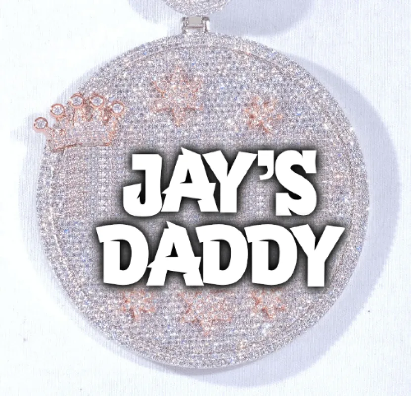 CUSTOM LETTER NECKLACE 3D BIG CROWN DISC sold by The GUU Shop