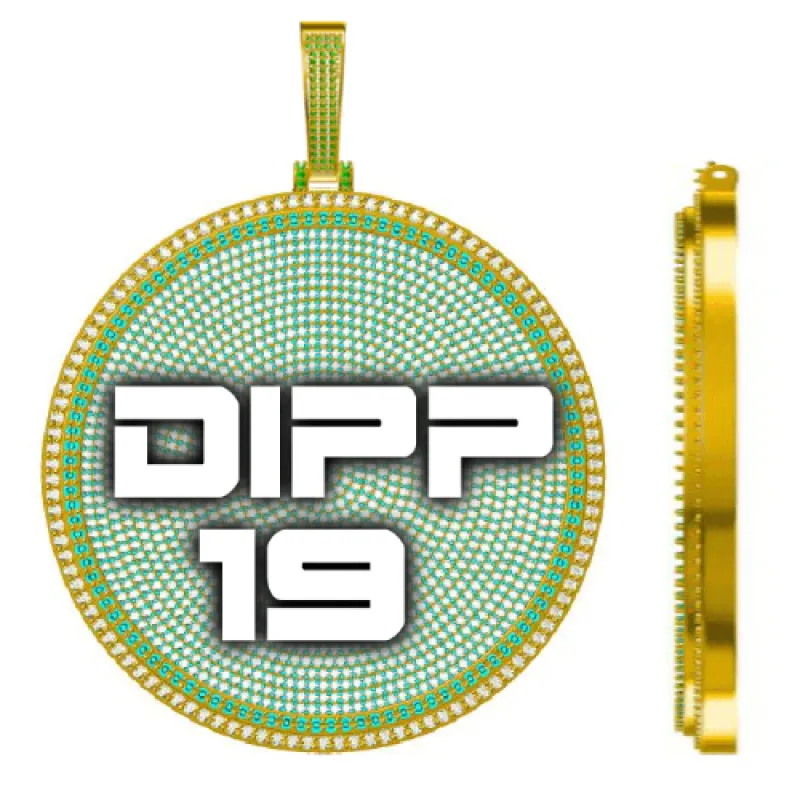 CUSTOM LETTER NECKLACE 3D BIG DISC sold by The GUU Shop