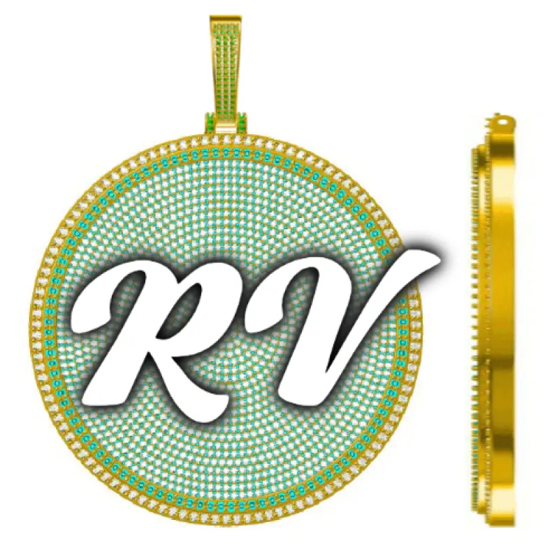 CUSTOM LETTER NECKLACE 3D BIG DISC sold by The GUU Shop