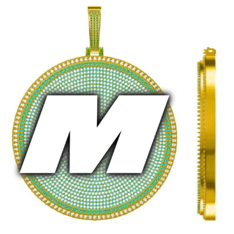 CUSTOM LETTER NECKLACE 3D BIG DISC sold by The GUU Shop