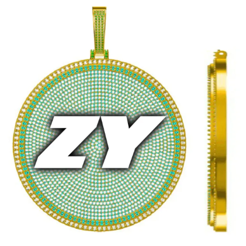 CUSTOM LETTER NECKLACE 3D BIG DISC sold by The GUU Shop