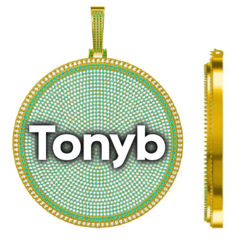 CUSTOM LETTER NECKLACE 3D BIG DISC sold by The GUU Shop