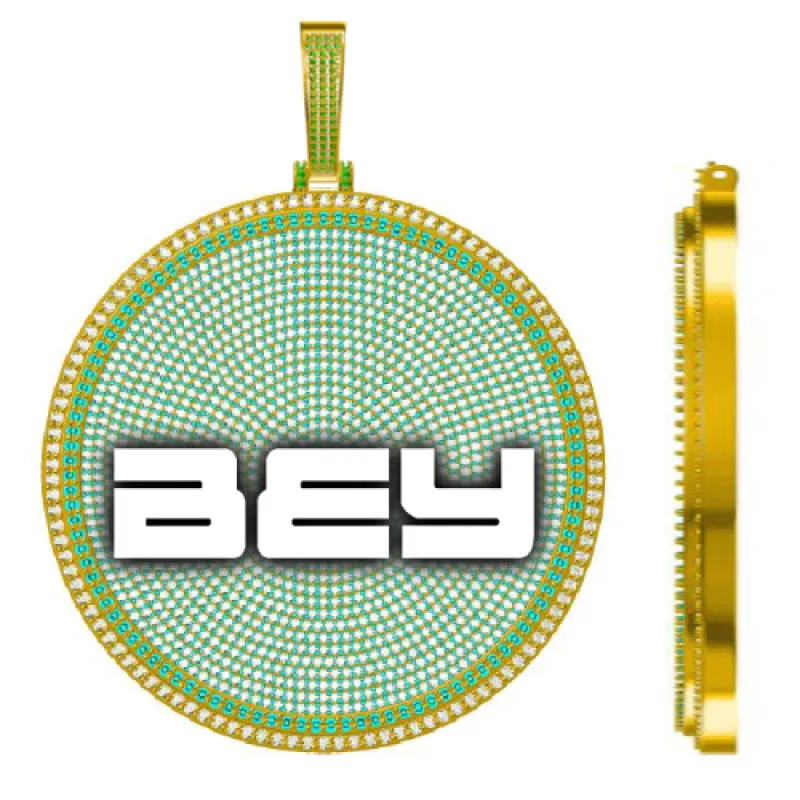 CUSTOM LETTER NECKLACE 3D BIG DISC sold by The GUU Shop