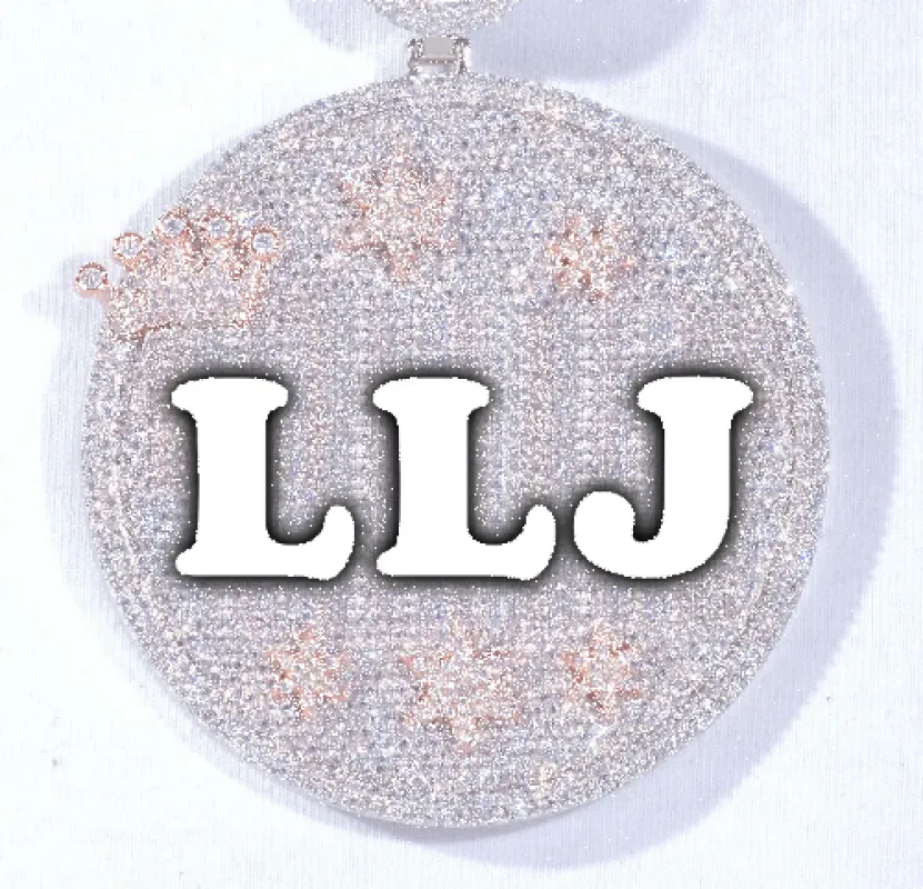 CUSTOM LETTER NECKLACE 3D BIG CROWN DISC sold by The GUU Shop