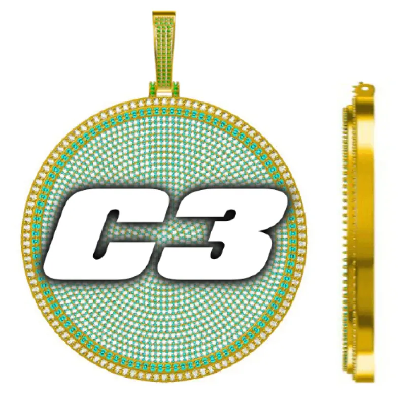 CUSTOM LETTER NECKLACE 3D BIG DISC sold by The GUU Shop