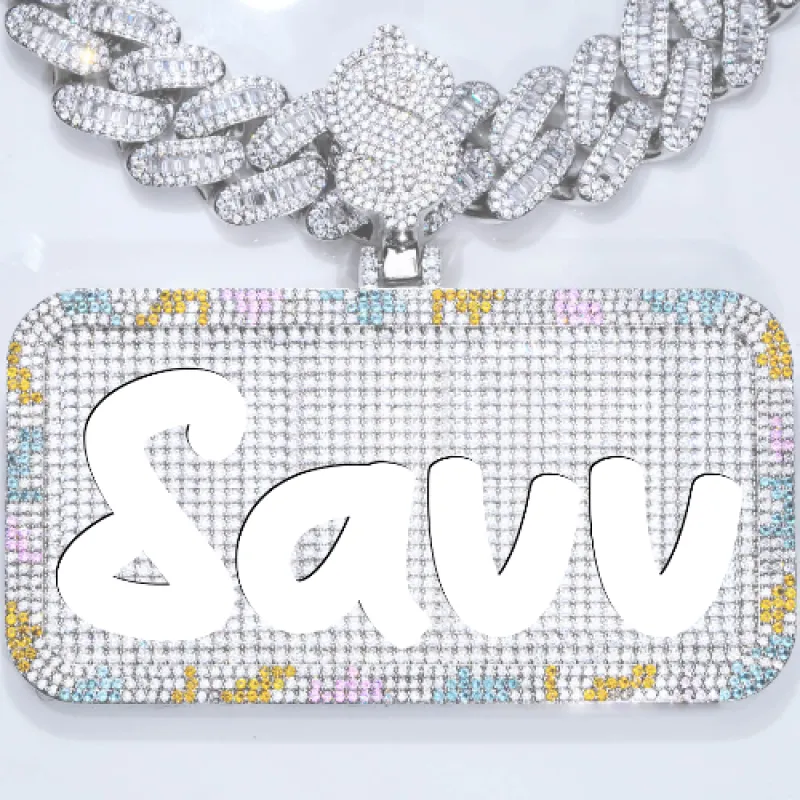 CUSTOM LETTER NECKLACE 3D COLORFUL SQUARE sold by The GUU Shop