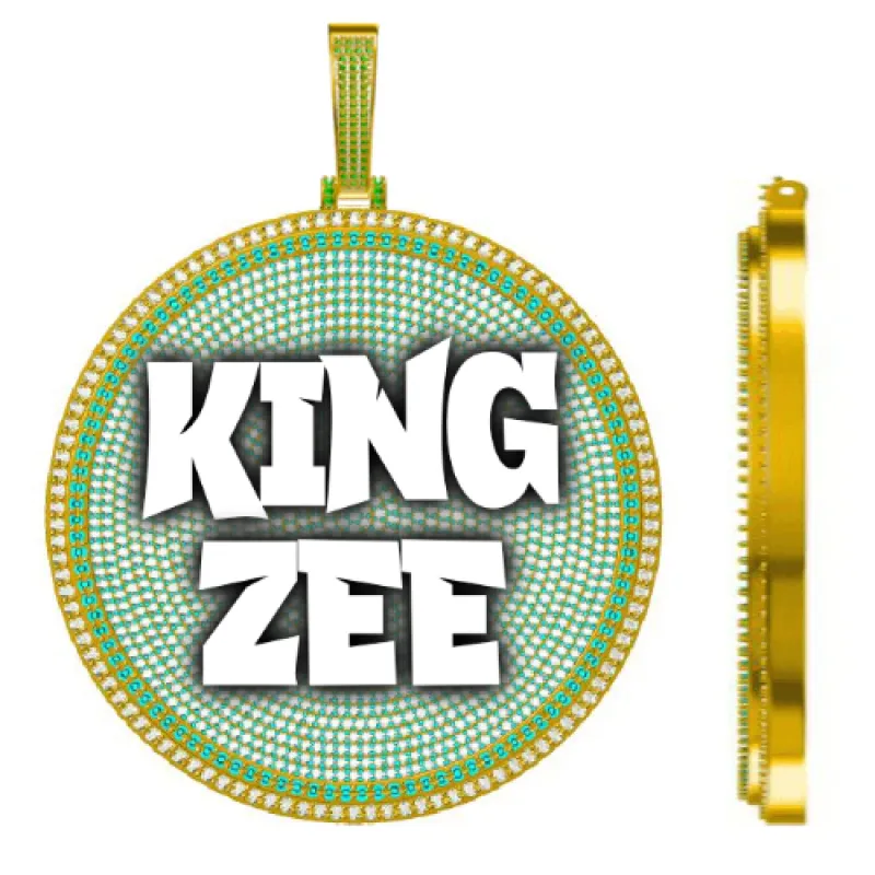 CUSTOM LETTER NECKLACE 3D BIG DISC sold by The GUU Shop