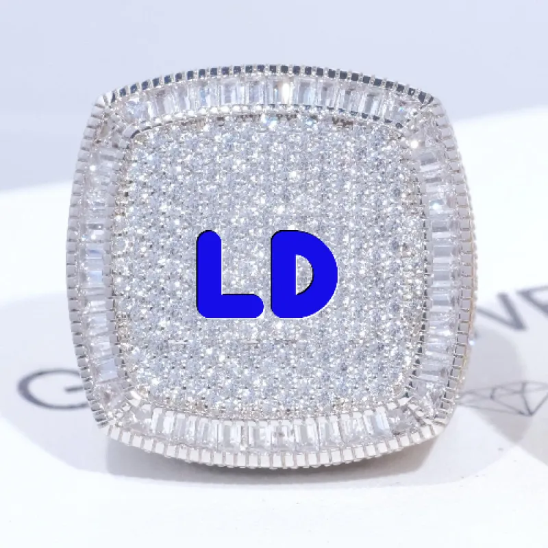 CUSTOM LETTER 3D ICED RING sold by The GUU Shop