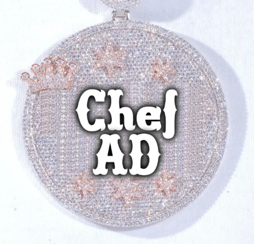 CUSTOM LETTER NECKLACE 3D BIG CROWN DISC sold by The GUU Shop