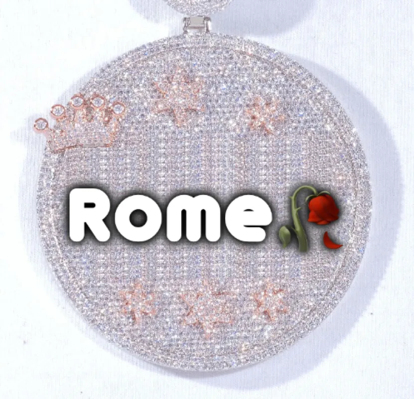 CUSTOM LETTER NECKLACE 3D BIG CROWN DISC sold by The GUU Shop