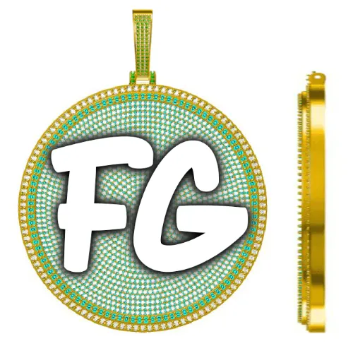 CUSTOM LETTER NECKLACE 3D BIG DISC sold by The GUU Shop