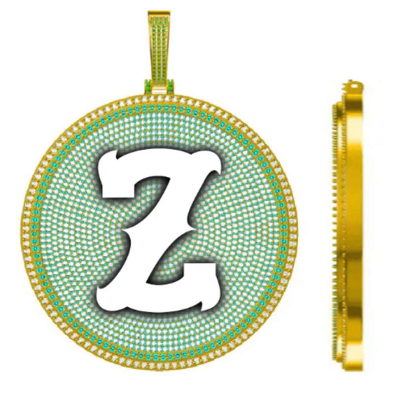 CUSTOM LETTER NECKLACE 3D BIG DISC sold by The GUU Shop