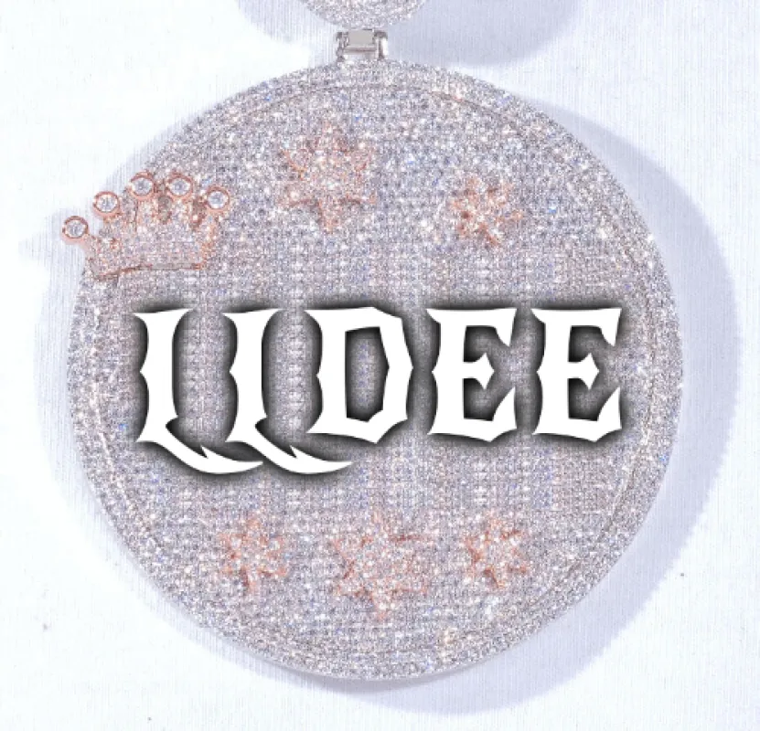 CUSTOM LETTER NECKLACE 3D BIG CROWN DISC sold by The GUU Shop