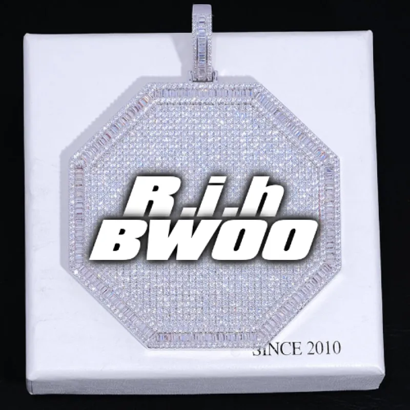 CUSTOM LETTER NECKLACE 3D BIG OCTAGON sold by The GUU Shop