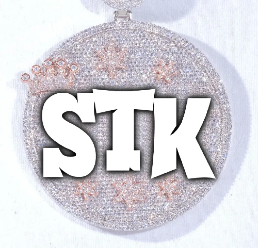 CUSTOM LETTER NECKLACE 3D BIG CROWN DISC sold by The GUU Shop