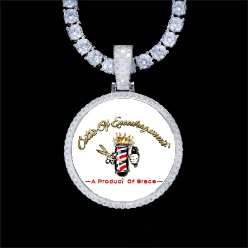 925S & VVS Moissanite 3D Circle Custom Picture Pendant sold by The GUU Shop