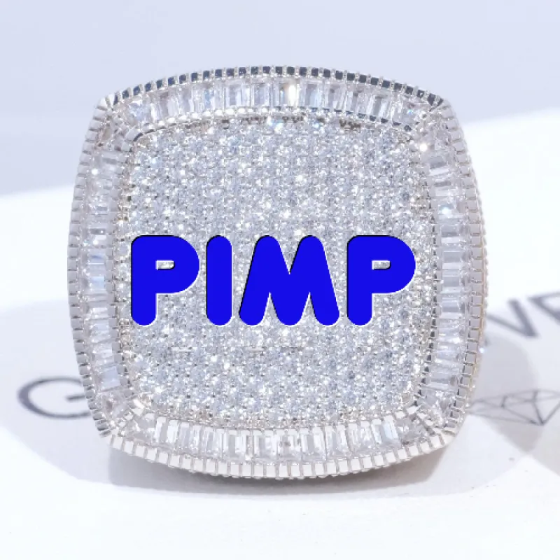 CUSTOM LETTER 3D ICED RING sold by The GUU Shop