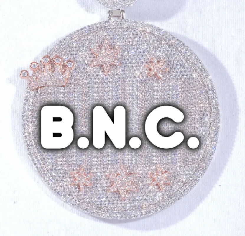 CUSTOM LETTER NECKLACE 3D BIG CROWN DISC sold by The GUU Shop