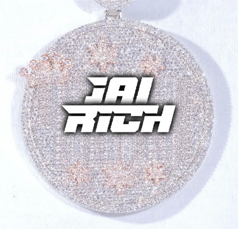 CUSTOM LETTER NECKLACE 3D BIG CROWN DISC sold by The GUU Shop