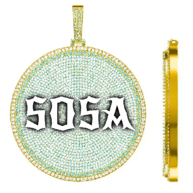 CUSTOM LETTER NECKLACE 3D BIG DISC sold by The GUU Shop