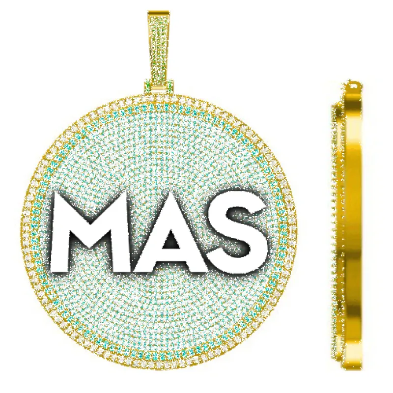 CUSTOM LETTER NECKLACE 3D BIG DISC sold by The GUU Shop