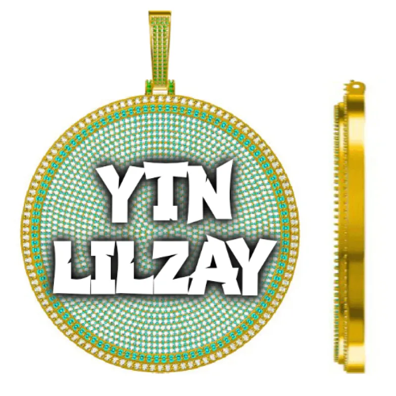 CUSTOM LETTER NECKLACE 3D BIG DISC sold by The GUU Shop