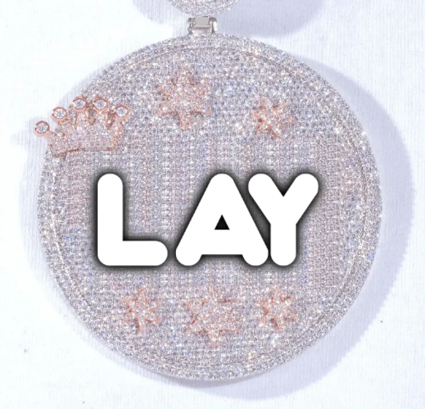 CUSTOM LETTER NECKLACE 3D BIG CROWN DISC sold by The GUU Shop