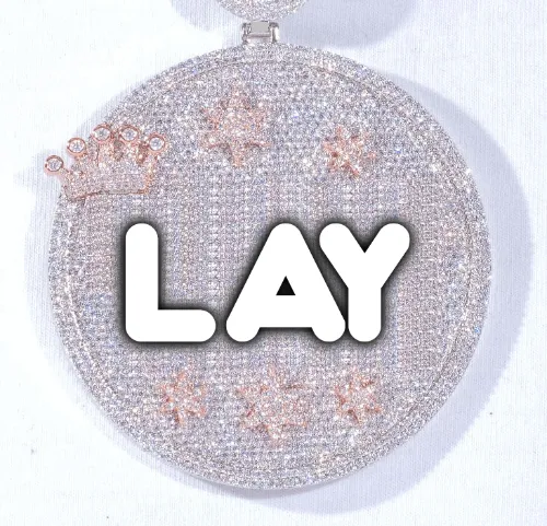 CUSTOM LETTER NECKLACE 3D BIG CROWN DISC sold by The GUU Shop