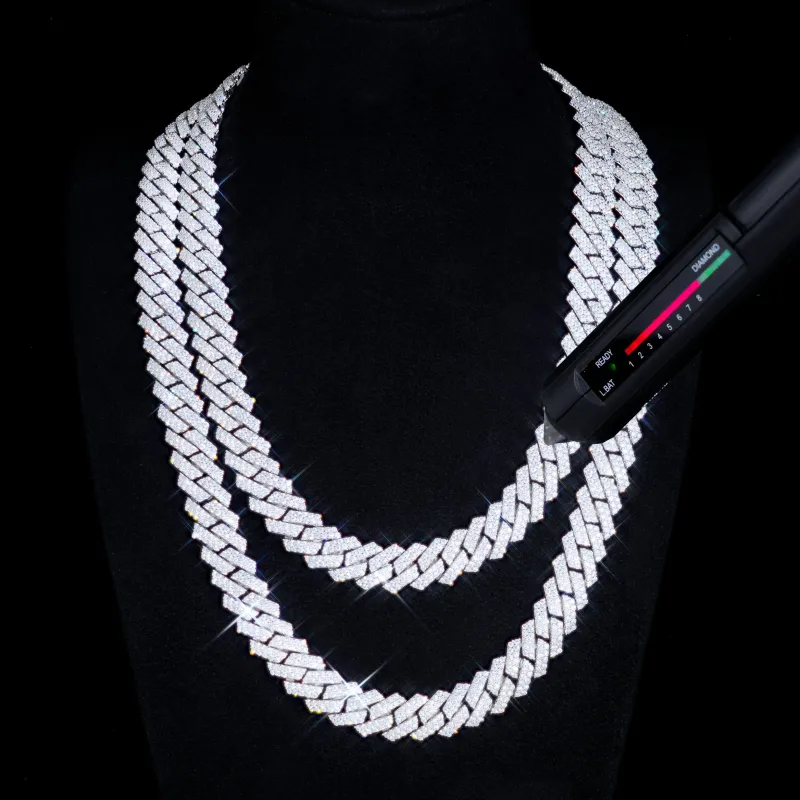 VVS Moissanite 12MM Prong Cuban Link Chain made by The GUU Shop